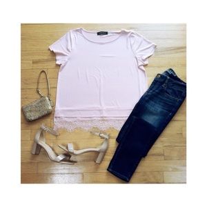 Ivanka Trump Pink Top with Lace Detail